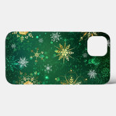Kerstmis Gouden Sneeuwvlokken op Groene Achtergron Case-Mate iPhone Case (Achterkant (horizontaal))