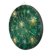 Kerstmis Gouden Sneeuwvlokken op Groene Achtergron Dartbord (Voorkant Rechts)