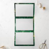 Kerstmis Gouden Sneeuwvlokken op Groene Achtergron Drieluik Programma (Binnen)