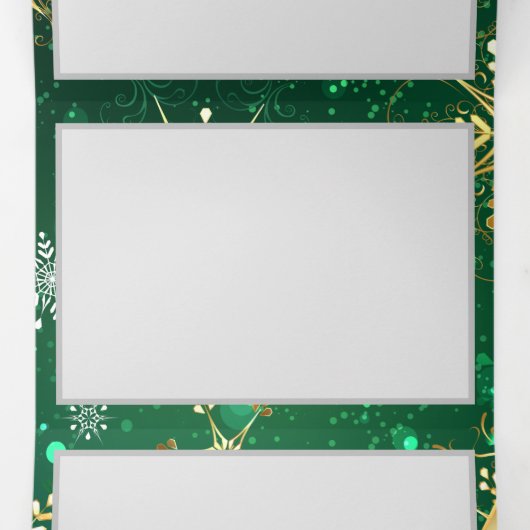 Kerstmis Gouden Sneeuwvlokken op Groene Achtergron Drieluik Programma (Binnenkant midden)