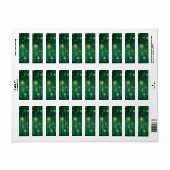 Kerstmis Gouden Sneeuwvlokken op Groene Achtergron Etiket (Full Sheet)