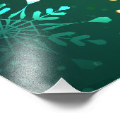 Kerstmis Gouden Sneeuwvlokken op Groene Achtergron Foto Afdruk (Hoek)