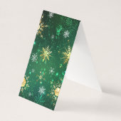 Kerstmis Gouden Sneeuwvlokken op Groene Achtergron Kaart (Voorkant)