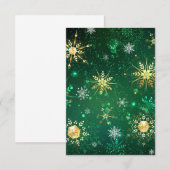 Kerstmis Gouden Sneeuwvlokken op Groene Achtergron Kaart (Voorkant / Achterkant)
