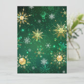 Kerstmis Gouden Sneeuwvlokken op Groene Achtergron Kaart (Staand voorkant)