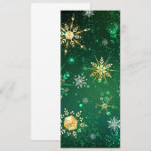 Kerstmis Gouden Sneeuwvlokken op Groene Achtergron Kaart (Voorkant / Achterkant)
