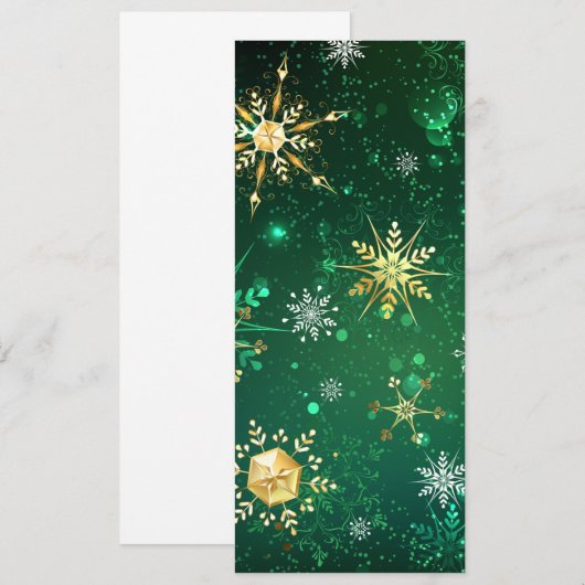 Kerstmis Gouden Sneeuwvlokken op Groene Achtergron Kaart (Voorkant / Achterkant)