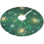 Kerstmis Gouden Sneeuwvlokken op Groene Achtergron Kerstboom Rok (Gekanteld)