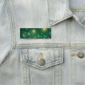 Kerstmis Gouden Sneeuwvlokken op Groene Achtergron Naamplaatje (In situ)