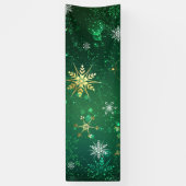 Kerstmis Gouden Sneeuwvlokken op Groene Achtergron Spandoek (Verticaal)
