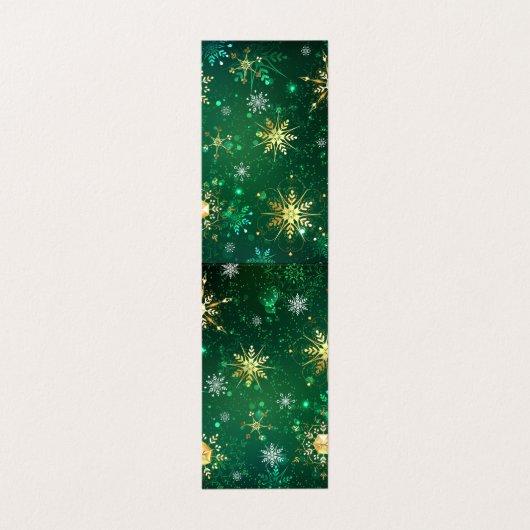 Kerstmis Gouden Sneeuwvlokken op Groene Achtergron Visitekaartje (Buitenkant ongevouwen)