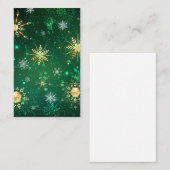Kerstmis Gouden Sneeuwvlokken op Groene Achtergron Visitekaartje (Voorkant / Achterkant)