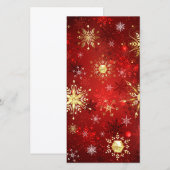 Kerstmis Gouden Sneeuwvlokken op Rode Achtergrond Aankondiging (Voorkant / Achterkant)