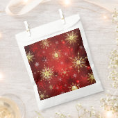 Kerstmis Gouden Sneeuwvlokken op Rode Achtergrond Bedankzakje (Geknipt)