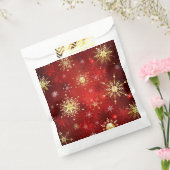 Kerstmis Gouden Sneeuwvlokken op Rode Achtergrond Bedankzakje (Gezegeld)