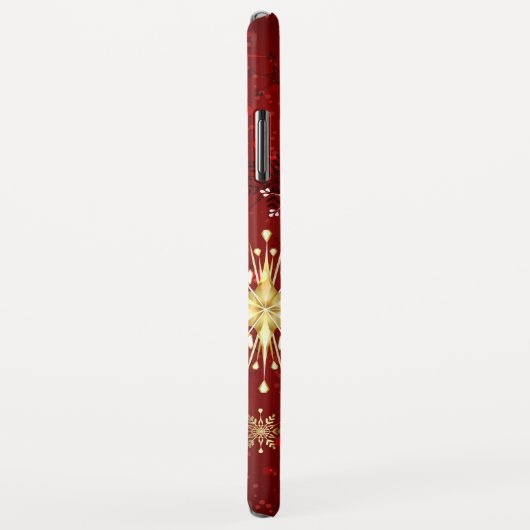 Kerstmis Gouden Sneeuwvlokken op Rode Achtergrond Case-Mate iPhone Case (Achterkant/rechts)