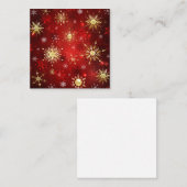 Kerstmis Gouden Sneeuwvlokken op Rode Achtergrond Contactkaartje (Voorkant / Achterkant)