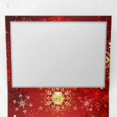 Kerstmis Gouden Sneeuwvlokken op Rode Achtergrond Drieluik Wenskaart (Binnenzijde eerst)