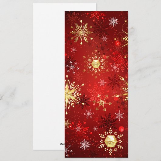 Kerstmis Gouden Sneeuwvlokken op Rode Achtergrond Feestdagenkaart (Voorkant / Achterkant)