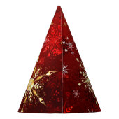 Kerstmis Gouden Sneeuwvlokken op Rode Achtergrond Feesthoedjes (Achterkant)