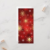 Kerstmis Gouden Sneeuwvlokken op Rode Achtergrond Kaart (Voorkant / Achterkant in situ)