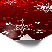 Kerstmis Gouden Sneeuwvlokken op Rode Achtergrond Perfect Poster (Hoek)
