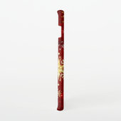 Kerstmis Gouden Sneeuwvlokken op Rode Achtergrond Samsung Galaxy Hoesje (Rechterkant)