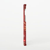 Kerstmis Gouden Sneeuwvlokken op Rode Achtergrond Samsung Galaxy Hoesje (Linkerkant)