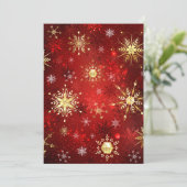 Kerstmis Gouden Sneeuwvlokken op Rode Achtergrond Save The Date (Staand voorkant)