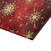 Kerstmis Gouden Sneeuwvlokken op Rode Achtergrond Snijplank (Hoek)