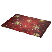 Kerstmis Gouden Sneeuwvlokken op Rode Achtergrond Snijplank (Hoek)