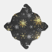 Kerstmis Gouden Sneeuwvlokken op Zwarte Achtergron Bedankdoosjes (Uitgevouwen)