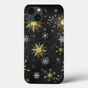 Kerstmis Gouden Sneeuwvlokken op Zwarte Achtergron Case-Mate iPhone Case
