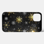 Kerstmis Gouden Sneeuwvlokken op Zwarte Achtergron Case-Mate iPhone Case (Achterkant (horizontaal))