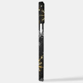 Kerstmis Gouden Sneeuwvlokken op Zwarte Achtergron iPhone Hoesje (Rechterkant)