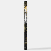 Kerstmis Gouden Sneeuwvlokken op Zwarte Achtergron iPhone Hoesje (Linkerkant)