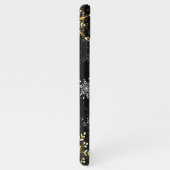 Kerstmis Gouden Sneeuwvlokken op Zwarte Achtergron iPhone Hoesje (Rechterkant)