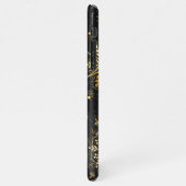 Kerstmis Gouden Sneeuwvlokken op Zwarte Achtergron iPhone Hoesje (Linkerkant)