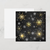 Kerstmis Gouden Sneeuwvlokken op Zwarte Achtergron Kaart (Voorkant / Achterkant)