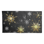 Kerstmis Gouden Sneeuwvlokken op Zwarte Achtergron Kussensloop (Achterkant-Rechts)