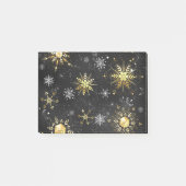 Kerstmis Gouden Sneeuwvlokken op Zwarte Achtergron Post-it® Notes (Voorkant)