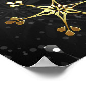 Kerstmis Gouden Sneeuwvlokken op Zwarte Achtergron Poster (Hoek)