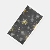 Kerstmis Gouden Sneeuwvlokken op Zwarte Achtergron Servet (Hoek)