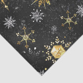 Kerstmis Gouden Sneeuwvlokken op Zwarte Achtergron Tissuepapier (Detail)