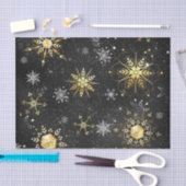 Kerstmis Gouden Sneeuwvlokken op Zwarte Achtergron Tissuepapier (Craft)