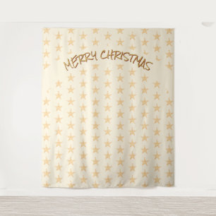 Kerstmis Gouden Sterren Achtergrond Wandkleed