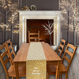 Kerstmis Gouden Sterren en Glitter Aangepaste Naam Korte Tafelloper