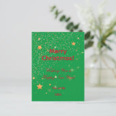 Kerstmis gouden sterren groen rood briefkaart (Staand voorkant)