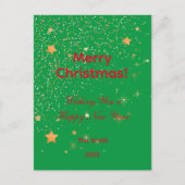 Kerstmis gouden sterren groen rood briefkaart (Voorkant)