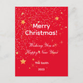 Kerstmis gouden sterren groen rood briefkaart (Voorkant)